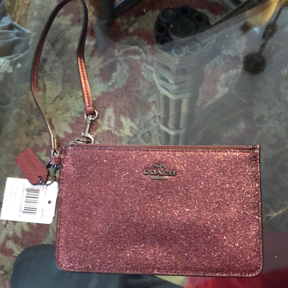 Pink Sparkly Coach Wristlet
